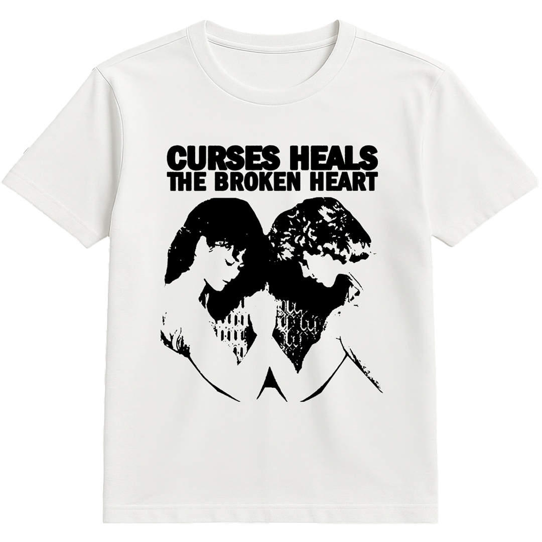 Curses Heals A Broken Heart T-shirt (Classic Black on White)