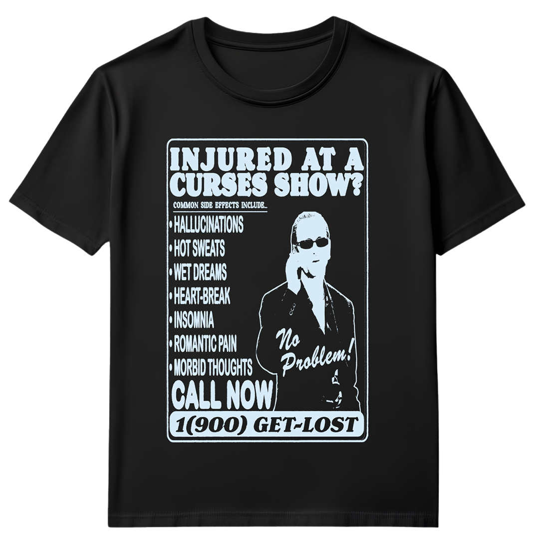 Curses Injured T-shirt (Ice Blue on Black)